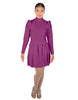 Solid Lycra LS TNeck Leotard with Attached Pleated Skirt and Peplum