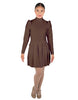 Solid Lycra LS TNeck Leotard with Attached Pleated Skirt and Peplum