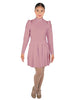 Solid Lycra LS TNeck Leotard with Attached Pleated Skirt and Peplum
