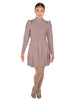 Solid Lycra LS TNeck Leotard with Attached Pleated Skirt and Peplum