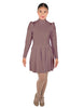 Solid Lycra LS TNeck Leotard with Attached Pleated Skirt and Peplum