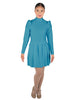 Solid Lycra LS TNeck Leotard with Attached Pleated Skirt and Peplum