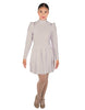 Solid Lycra LS TNeck Biketard with Attached Pleated Skirt and Peplum