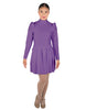 Solid Lycra LS TNeck Biketard with Attached Pleated Skirt and Peplum