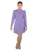 Solid Lycra LS TNeck Biketard with Attached Pleated Skirt and Peplum