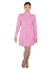Solid Lycra LS TNeck Biketard with Attached Pleated Skirt and Peplum