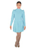 Solid Lycra LS TNeck Biketard with Attached Pleated Skirt and Peplum
