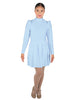 Solid Lycra LS TNeck Biketard with Attached Pleated Skirt and Peplum