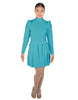Solid Lycra LS TNeck Biketard with Attached Pleated Skirt and Peplum