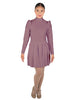 Solid Lycra LS TNeck Biketard with Attached Pleated Skirt and Peplum