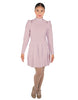 Solid Lycra LS TNeck Biketard with Attached Pleated Skirt and Peplum