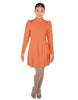 Solid Lycra LS TNeck Biketard with Attached Pleated Skirt and Peplum