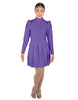 Solid Lycra LS TNeck Biketard with Attached Pleated Skirt and Peplum