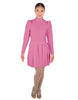 Solid Lycra LS TNeck Biketard with Attached Pleated Skirt and Peplum