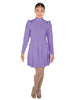 Solid Lycra LS TNeck Biketard with Attached Pleated Skirt and Peplum