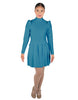 Solid Lycra LS TNeck Biketard with Attached Pleated Skirt and Peplum