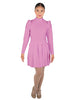 Solid Lycra LS TNeck Biketard with Attached Pleated Skirt and Peplum