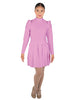 Solid Lycra LS TNeck Biketard with Attached Pleated Skirt and Peplum