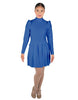 Solid Lycra LS TNeck Biketard with Attached Pleated Skirt and Peplum