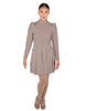 Solid Lycra LS TNeck Biketard with Attached Pleated Skirt and Peplum