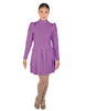 Solid Lycra LS TNeck Biketard with Attached Pleated Skirt and Peplum