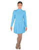 Solid Lycra LS TNeck Biketard with Attached Pleated Skirt and Peplum