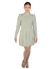 Solid Lycra LS TNeck Biketard with Attached Pleated Skirt and Peplum