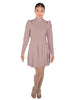Solid Lycra LS TNeck Biketard with Attached Pleated Skirt and Peplum