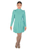 Solid Lycra LS TNeck Biketard with Attached Pleated Skirt and Peplum