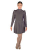 Solid Lycra LS TNeck Biketard with Attached Pleated Skirt and Peplum