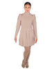 Solid Lycra LS TNeck Biketard with Attached Pleated Skirt and Peplum