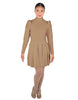 Solid Lycra LS TNeck Biketard with Attached Pleated Skirt and Peplum