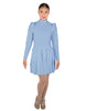 Solid Lycra LS TNeck Biketard with Attached Pleated Skirt and Peplum