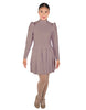 Solid Lycra LS TNeck Biketard with Attached Pleated Skirt and Peplum
