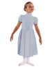 Solid Lycra T Neck Puff Sleeve Dress Below Knee Zipper back