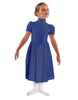 Solid Lycra T Neck Puff Sleeve Dress Below Knee Zipper back