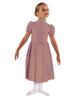 Solid Lycra T Neck Puff Sleeve Dress Below Knee Zipper back