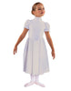 Solid Lycra T Neck Puff Sleeve Dress Below Knee Zipper back