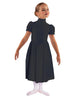 Solid Lycra T Neck Puff Sleeve Dress Below Knee Zipper back