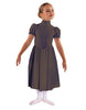 Solid Lycra T Neck Puff Sleeve Dress Below Knee Zipper back