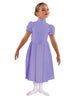 Solid Lycra T Neck Puff Sleeve Dress Below Knee Zipper back