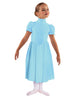 Solid Lycra T Neck Puff Sleeve Dress Below Knee Zipper back