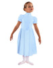 Solid Lycra T Neck Puff Sleeve Dress Below Knee Zipper back