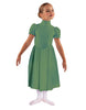 Solid Lycra T Neck Puff Sleeve Dress Below Knee Zipper back