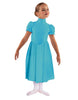 Solid Lycra T Neck Puff Sleeve Dress Below Knee Zipper back