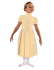 Solid Lycra T Neck Puff Sleeve Dress Below Knee Zipper back