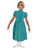 Solid Lycra T Neck Puff Sleeve Dress Below Knee Zipper back