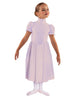 Solid Lycra T Neck Puff Sleeve Dress Below Knee Zipper back