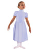 Solid Lycra T Neck Puff Sleeve Dress Below Knee Zipper back