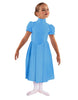 Solid Lycra T Neck Puff Sleeve Dress Below Knee Zipper back
